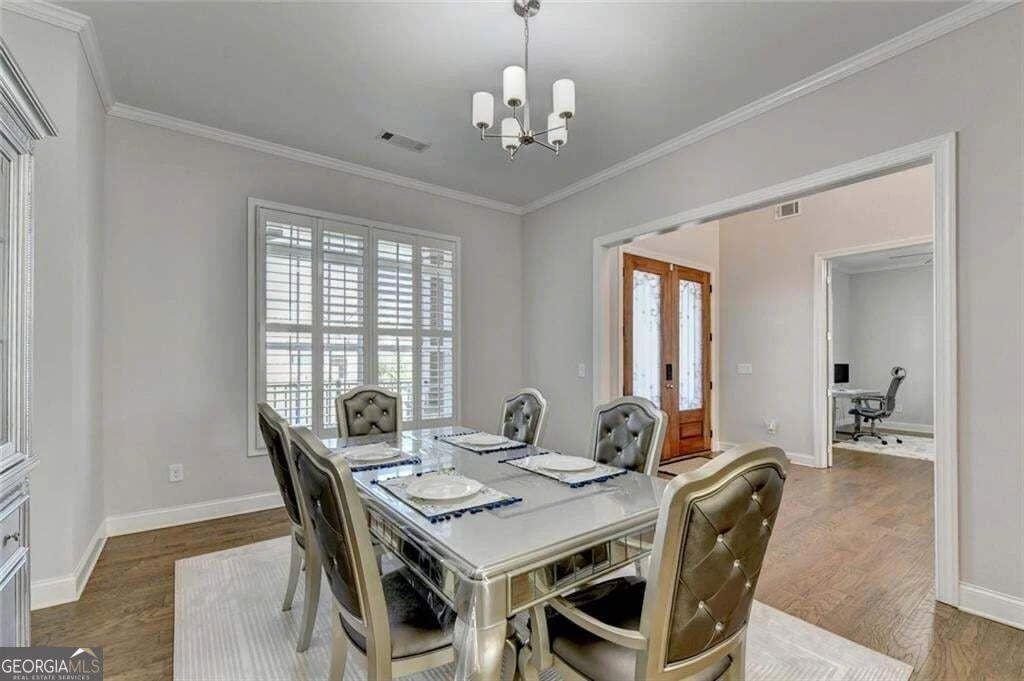 Dining room with chandelier